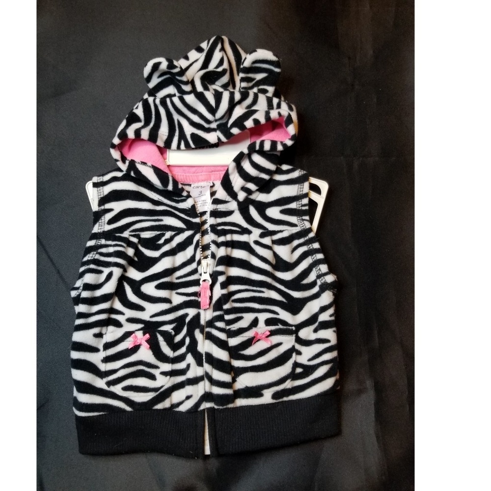 Zebra Zip Up With Ears Hoodie